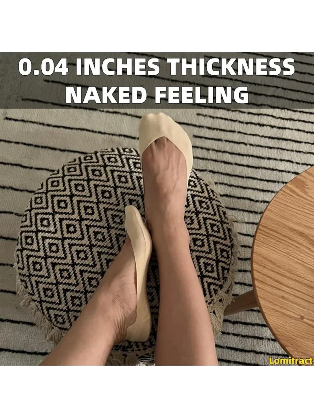 🧦Women's Nude Black Low Socks Made of Ice Silk Surface on Cotton on the Bottom
